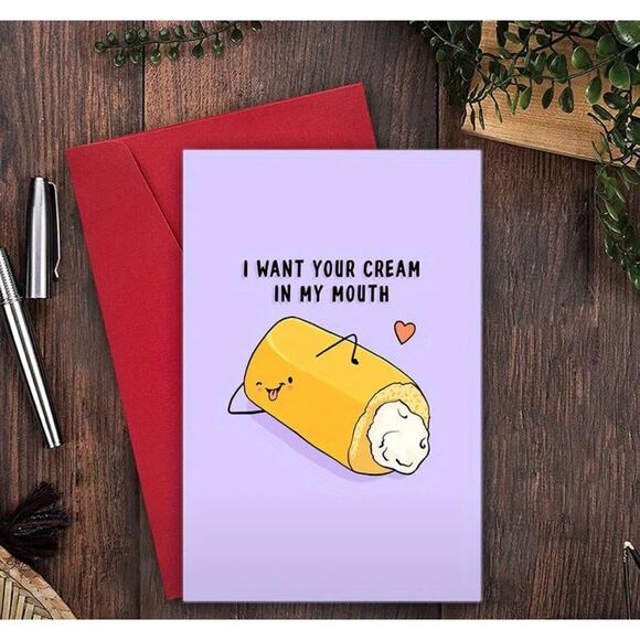 I Want Your Cream Naughty Anniversary Card Funny Valentines Day - Picture 1 of 2